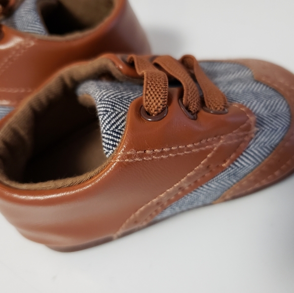 Brown Baby Leather Canvas Rubber Sole Shoe - Picture 13 of 15